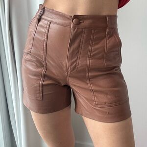 Aritzia Wilfred Brown Leather High-Waist Women’s Shorts